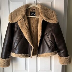 Zara Chocolate Brown Shearling Jacket
